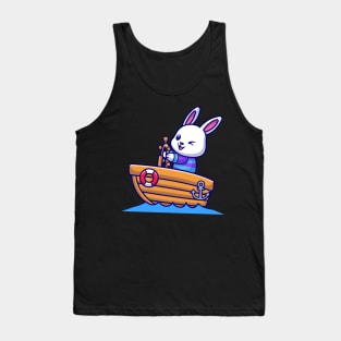 Cute Rabbit Riding Boat Cartoon Tank Top